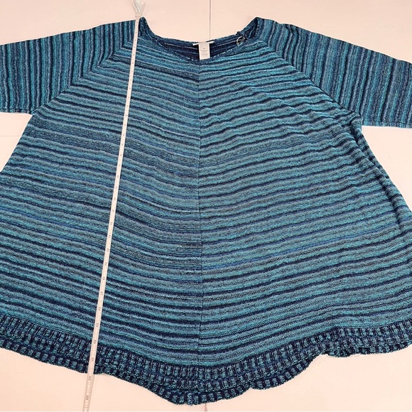 Catherines Teal Blue Striped V Neck Lightweight  Sweater Size 4X - Picture 7 of 9